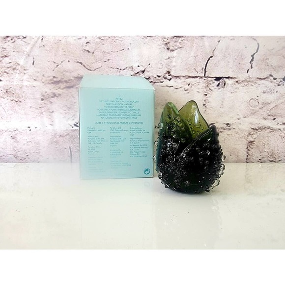 Partylite Natures Garden Green Glass Tealight Votive Holder Vintage Retired NIB - Picture 5 of 5